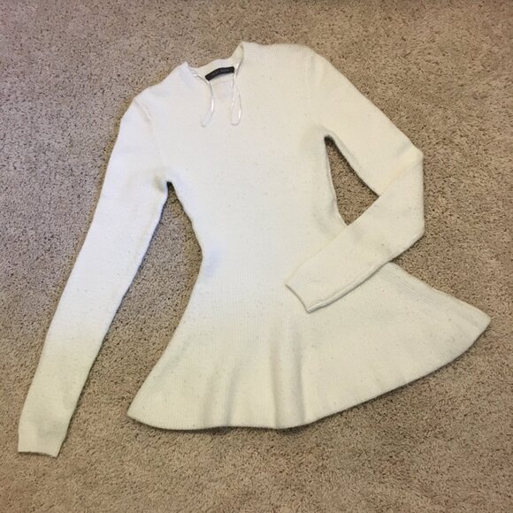 Vintage Y2K Off White Knit Peplum Style Sweater - Picture 5 of 10